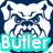 Pixelated icon with dark blue border, white background, and abstract dark blue shapes resembling a stylized creature or symbol above the word 'Butler' in white text on a cyan rectangle.