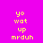 Yellow pixelated text 'yo wat up mrduh' on a gradient background shifting from pink to blue, with visible animation changes in the background color.