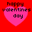 Four identical pink heart shapes on a red background with black pixelated text reading 'happy valentines day' inside each heart.