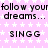 Pixelated text repeats on a pink starry background with 'SINGG' below each phrase, no visible animation changes across frames.