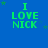 Blue background with green text "I LOVE NICK" and scattered star shapes in various positions across the