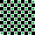 Green squares with white borders on black background arranged in a checkerboard pattern.