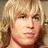 Pixelated image of a person with light brown hair against cyan background, featuring three pink X-shaped pixel clusters.