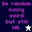Pixelated text reads "Im random funny weird but still ME." with a white star icon on dark blue background and a black star icon on light background.