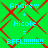 Green background with red X-pattern overlay and cyan text reading "Andrew + Nicole = BFFL!!!!!!!!" repeated in four quadrants.