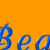 Blue cursive text 'Bebe' repeated across an orange background with white glow effects, displayed in three horizontal