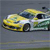 Pixelated yellow and white car with dark windows and green accents on a gray background.