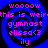 Blue spiral background with pink text reading 'woooow this is weir gymnost elissa(3 ily' repeated in four identical quadrants.