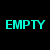 Two side-by-side display the word 'EMPTY' in pixelated text; left has cyan letters on black background, right has purple letters on red background