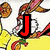 Animated sequence showing changing letters and numbers over a background of cartoon characters with yellow shirts, red accents, and brown circular objects.