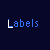 A 4x4 grid of pixelated text frames on a dark blue background, each frame displaying different words in blue and white pixel art style with slight variations across the sequence.