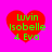 Four red heart-shaped icons with green text on a bright pink background, each displaying "Luvin Isabelle 4 Eva" in pixelated font.