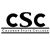 Black pixelated letters CSC above two horizontal gray bars on white background.