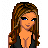 Pixel art of a female character with long brown hair and blue eyes, wearing a black top and green shorts, with text below reading "a slut? hell no".
