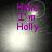 Purple text 'Hello I'm Holly' on a gray gradient background with shifting light effects.
