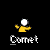 Pixelated yellow figure with white head and outstretched arms appears against black background, labeled 'Comet' in pixelated text below.