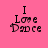 Pink background with black text reading "I Love Dance" in a pixelated font, arranged in a of six identical with subtle background variations