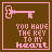 A 3x3 contact sheet of seven animated frames showing a pixel art key and text "YOU HAVE THE KEY TO MY heart" with varying animation effects on the word "heart" across frames.