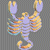 Pixelated scorpion icon with segmented body, raised pincers, and curled tail on gray background; green text 'Original Icons .com' on dark green