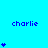 Blue background with repeated 'charlie' text and varying numbers of blue heart icons arranged in a pattern
