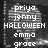 Black-and-white pixelated image with multiple names and 'HALLOWEEN' text, featuring a heart-shaped background pattern.
