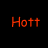 five distinct sections with text labels and images: orange 'Hott' on black, a person in white shirt over light blue background with orange 'Ashton', blue 'Hotter' on black, green 'Jesse' label under image of person in green shirt holding microphone against green screen, and green 'Chad' label below person in white shirt