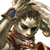 Pixelated character with light brown hair and green eyes, wearing red and gold armor, positioned next to a 'LINEAGE II' logo with vertical lines.