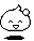 Two pixel-art buddy icons side-by-side showing a white rounded character with black outlines, small ears, and facial features that change between frames.