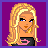 Pixel art of a blonde woman with blue eyes wearing a black crop top and dark pants, displayed in six showing full body, torso, legs, and text