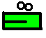 Two pixelated green and black rectangular icons with white eyes above, one showing a solid bar inside the rectangle, the other revealing internal structure with red line