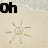 A pixelated beach scene with a sun drawing and text overlays, including 'Oh My God', 'Becky', 'look at her', and a partial image of a person in white clothing.