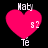 Four identical pixelated pink heart icons with white text elements arranged in a on black background, each showing slight variations in text and heart shape