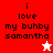 Four display text "i love my buhby samantha" with a star icon changing color between red and white