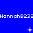 Blue background with repeated white text 'HannahB23' and scattered pixelated star-like shapes in various states of animation.