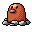 Pixelated brown creature with yellow star on head, pink mouth, and gray stone base, shown in six sequential poses with varying mouth shapes and head angles.