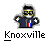 Two identical pixel art buddy icons with a cartoon character in a blue jacket, red and white stripes on the chest, yellow sunglasses, and raised arms, displayed above text promoting 'badassbuddy.com' on a gray background.