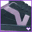Two side-by-side frames of a pixelated image showing a light purple curved shape against a dark background with a small purple and white heart symbol at the bottom right.
