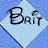 A 48x48 pixel animated buddy icon featuring the text 'Brit' on a blue diamond-shaped background with subtle gradient and dithering effects, displayed as two sequential frames in a contact sheet layout.