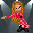Pixel art buddy icon featuring a dancing woman with long blonde hair in a pink checkered top and black pants under stage lights, surrounded by red text reading 'get your groove groove groove on!'