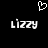 Pixelated white text 'Lizzy' appears twice on a black background with a pixelated heart symbol above the left instance.