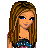 Pixel art contact sheet showing multiple views of a cartoon female character with long brown hair, wearing a black crop top and dark pants, holding a white handbag with pink accents.