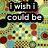 Pixelated text on a colorful circular-patterned background with black outlines and white fill.