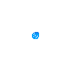 Blue spiral icon transitions from small pixelated form to larger smooth gradient design