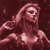 Pixelated static image of a figure with long hair in a pose suggesting partial nudity against a dark background, rendered in red-toned pixels.