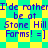 Pixelated text reads "I'd rather be at Stone Hill Farms! =]" on a yellow and cyan star-patterned background with visible pixelation and color banding.