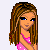 Pixel art of a woman with brown braided hair in pink polka-dot dress, shown in three facial expressions and one bicycle prop view.