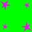 A green background with multiple pink star shapes in various sizes and positions.