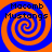 Four identical spiral patterns with orange and blue colors, each containing the text "Macomb Mustangs" in dark pixelated font.