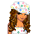 A pixel art contact sheet showing a fashion doll character in multiple frames with text variations, featuring colorful floral patterns and Louis Vuitton branding elements.