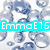 Animated icon with blue bubbles on white background, featuring cyan text overlays reading 'Emma E15', 'Drinks', and 'Bubbles' in sequence.